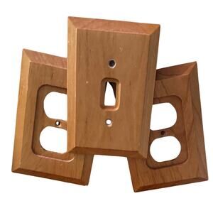 Vintage Solid Wood Outlet & Switch Plate Covers – Set of 3 – Mid-Century Look